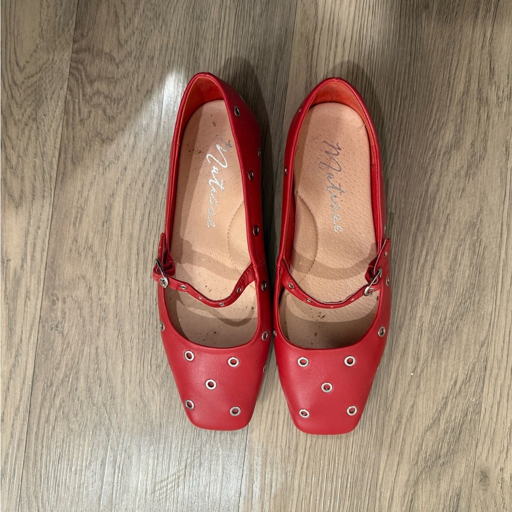 Matisse Red Flats with Silver Eyelets